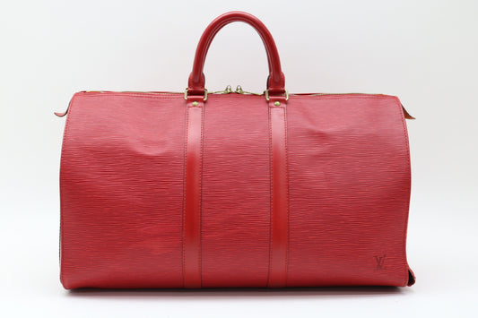 LOUIS VUITTON Epi Castilian Red Keepall 45 Boston Bag