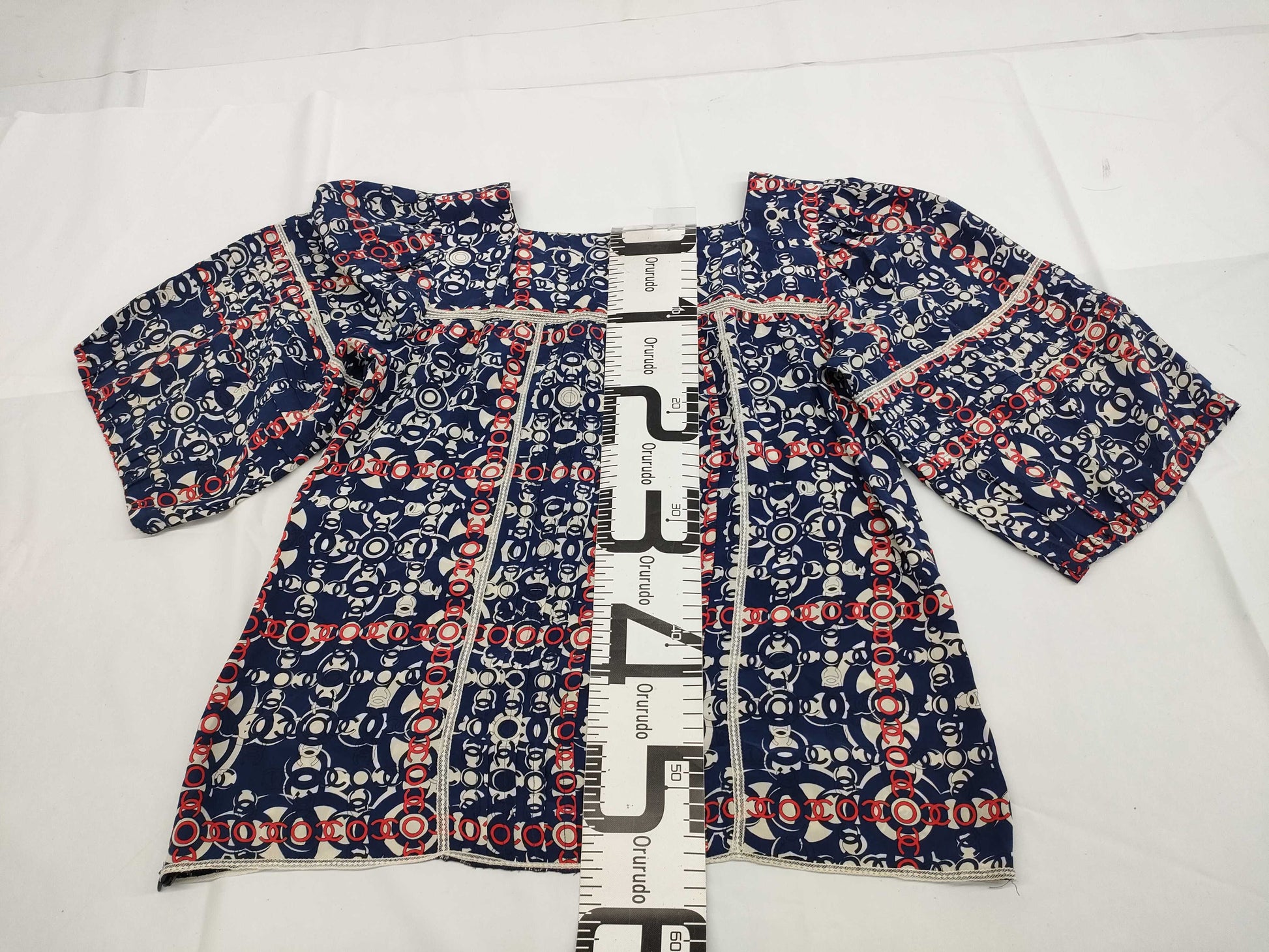 CHANEL CHANEL Blouse Logo Print Navy Tops