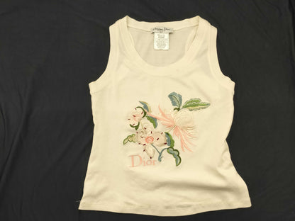 Dior Christian Dior Embroidered Tank Top Off-White Top