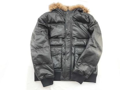 dunhill dunhill leather down jacket black jacket