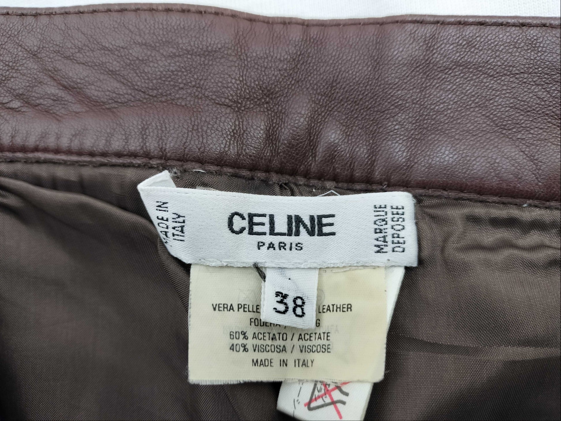 CELINE CELINE Leather Pants Brown Pants