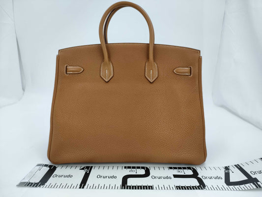 HERMES Birkin 35 Togo Gold Silver Fittings Handbag