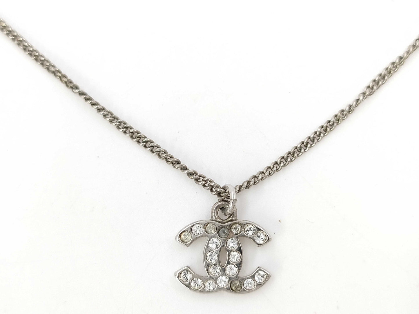 CHANEL CHANEL 10V Necklace Coco Mark Rhinestone Necklace