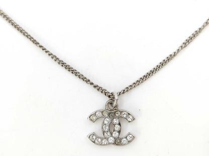 CHANEL CHANEL 10V Necklace Coco Mark Rhinestone Necklace