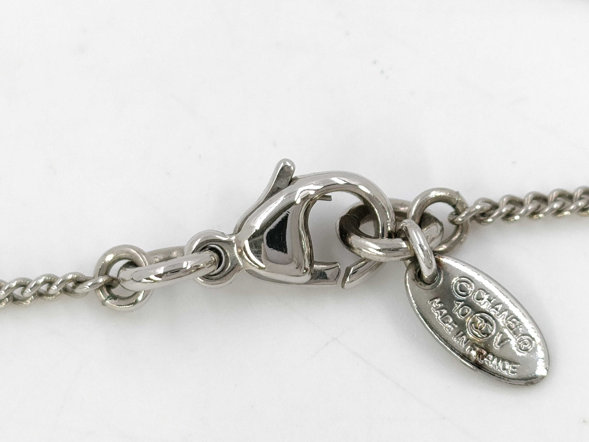 CHANEL CHANEL 10V Necklace Coco Mark Rhinestone Necklace