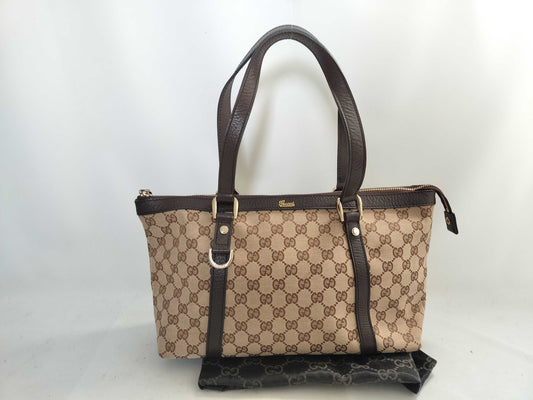 GUCCI GG Canvas GUCCI Tote Bag GG Canvas Brown Tote Bag
