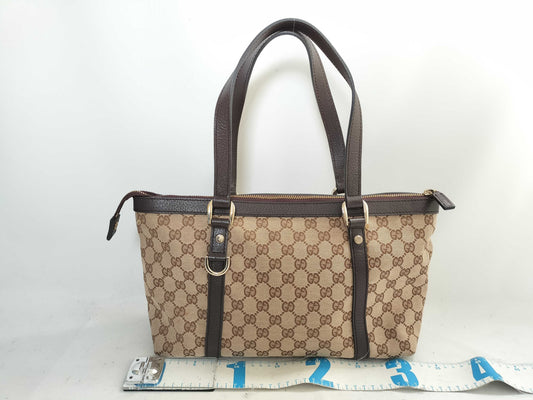 GUCCI GG Canvas GUCCI Tote Bag GG Canvas Brown Tote Bag