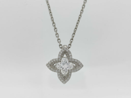 LOUIS VUITTON Aldant Flower Diamond Pt950 9.0g Necklace