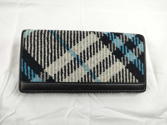 BURBERRY Check Wool Leather Long Wallet Wallet