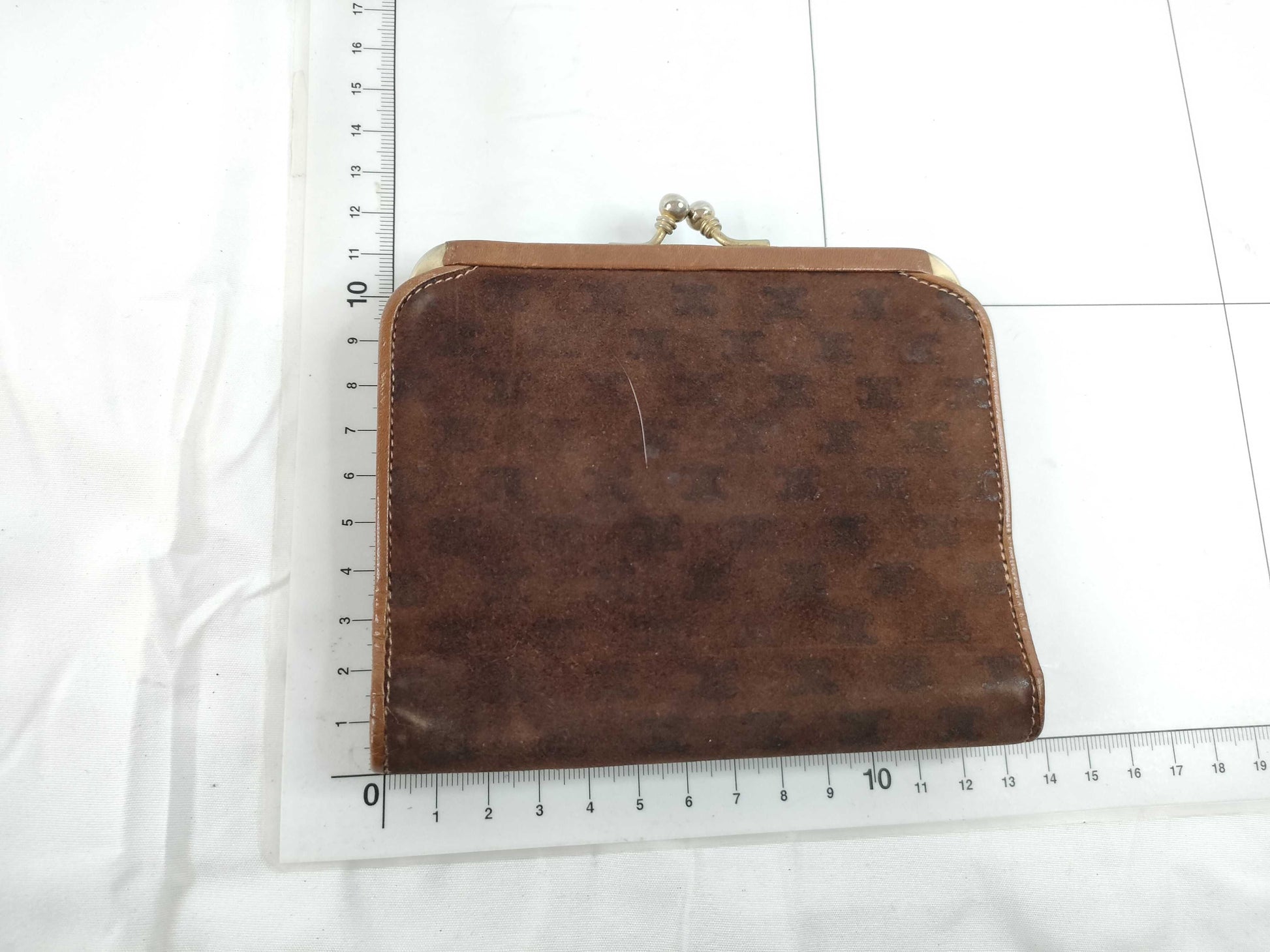 CELINE Celine Triomphe Macadam Suede Mouth Folding Wallet Wallet