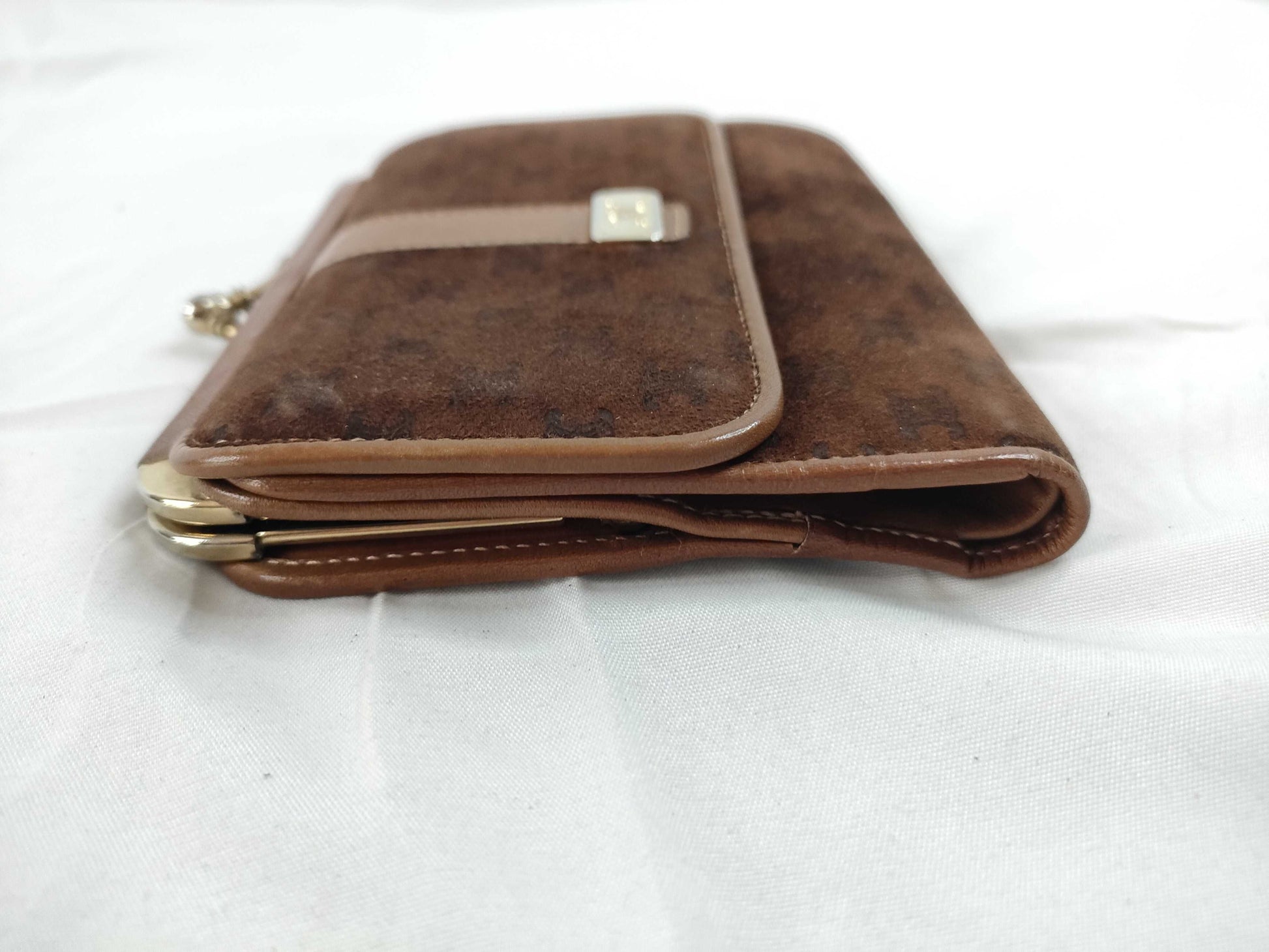 CELINE Celine Triomphe Macadam Suede Mouth Folding Wallet Wallet