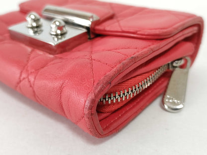Dior Lady Dior Leather Folding Wallet Wallet
