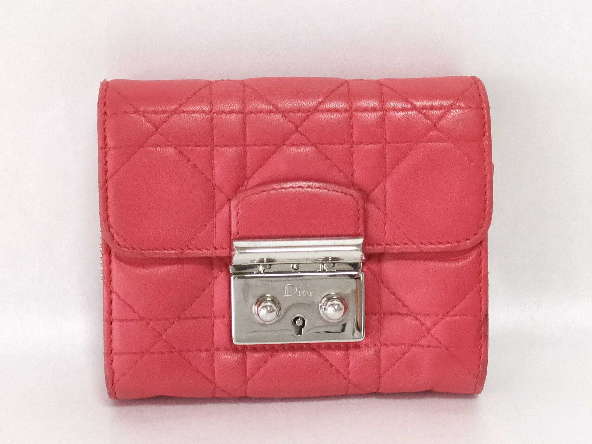 Dior Lady Dior Leather Folding Wallet Wallet