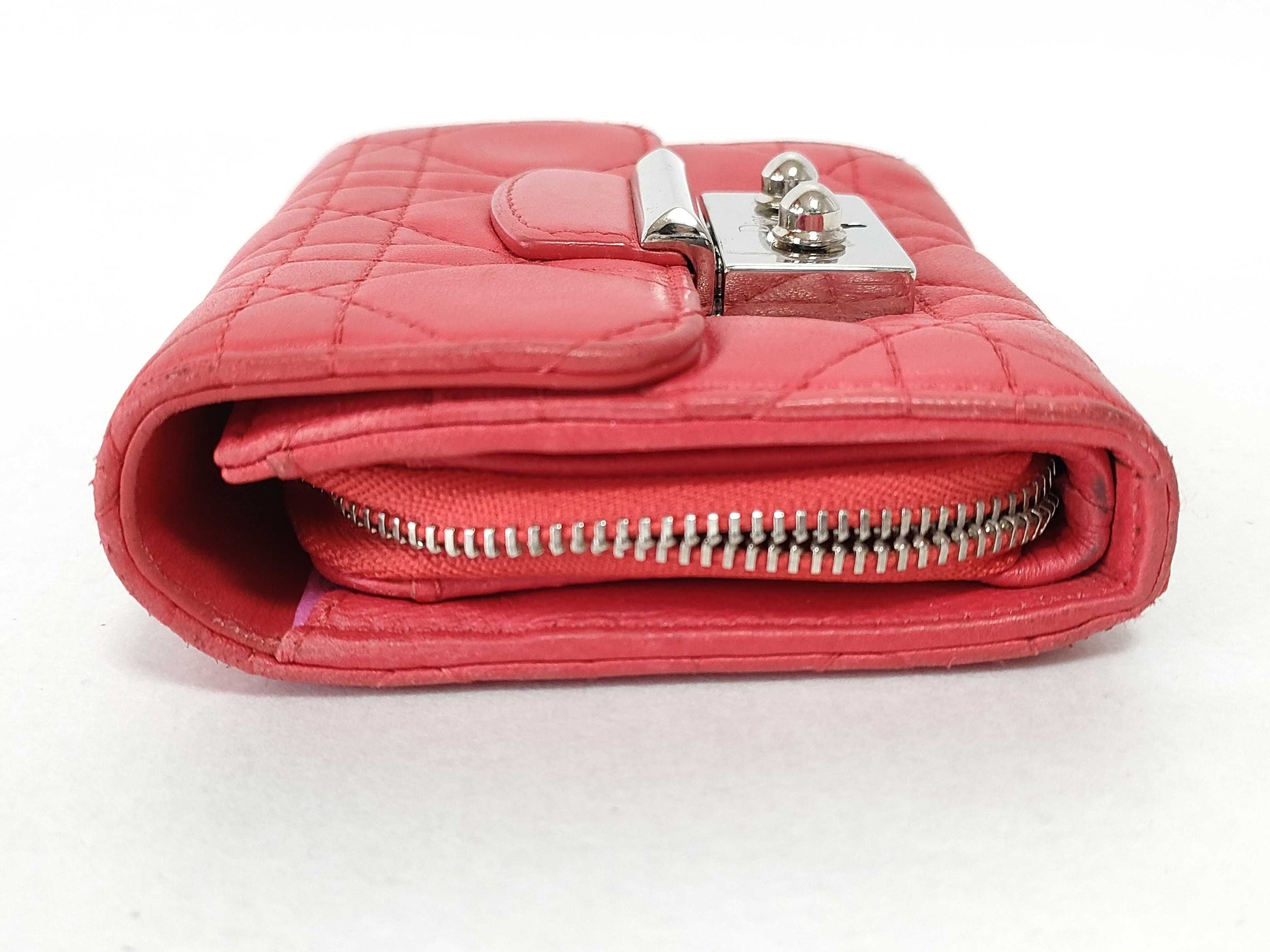 Dior Lady Dior Leather Folding Wallet Wallet