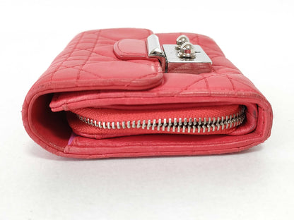 Dior Lady Dior Leather Folding Wallet Wallet