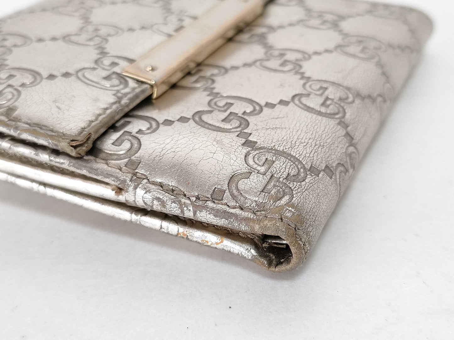 GUCCI Gucci Sima Gucci Sima GG Silver Folding Wallet Wallet