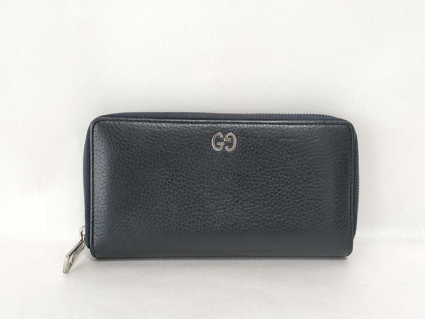 GUCCI Gucci Leather Round Zipper GG Wallet