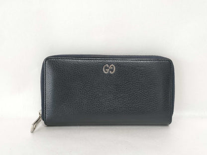 GUCCI Gucci Leather Round Zipper GG Wallet
