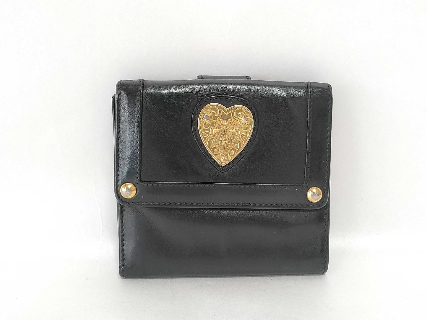GUCCI Gucci Leather Black Folding Wallet Wallet