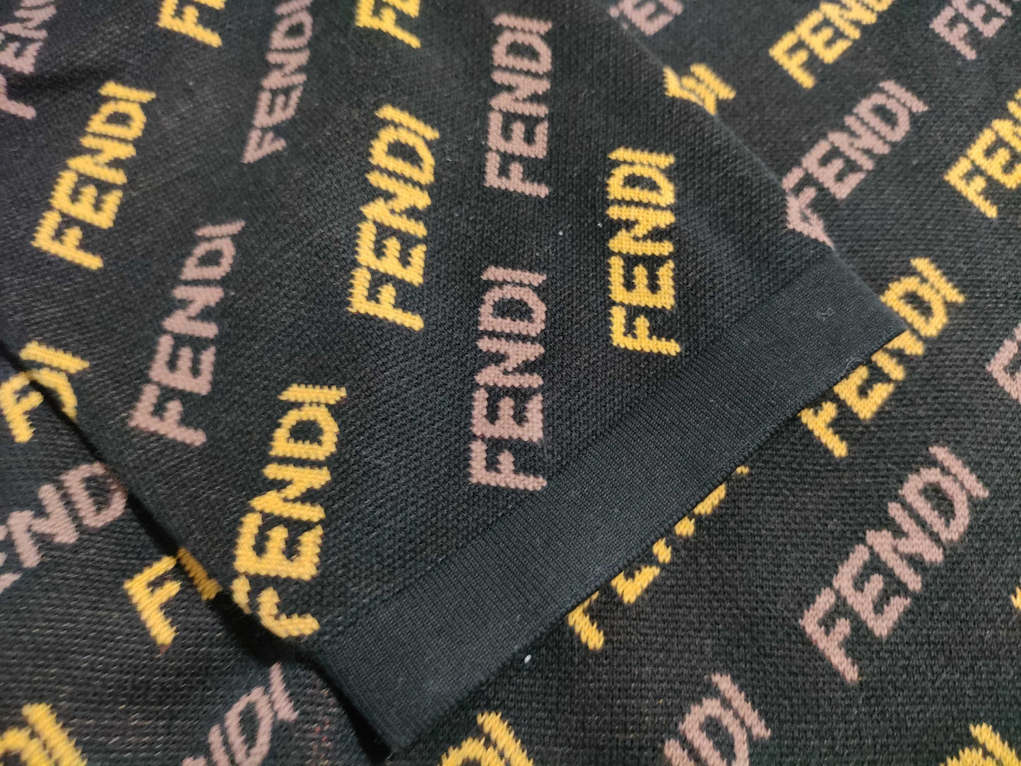 FENDI Men's Black Wool Knit Top with Current FENDI Tag and Logo