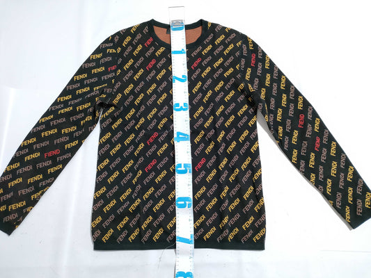 FENDI Men's Black Wool Knit Top with Current FENDI Tag and Logo