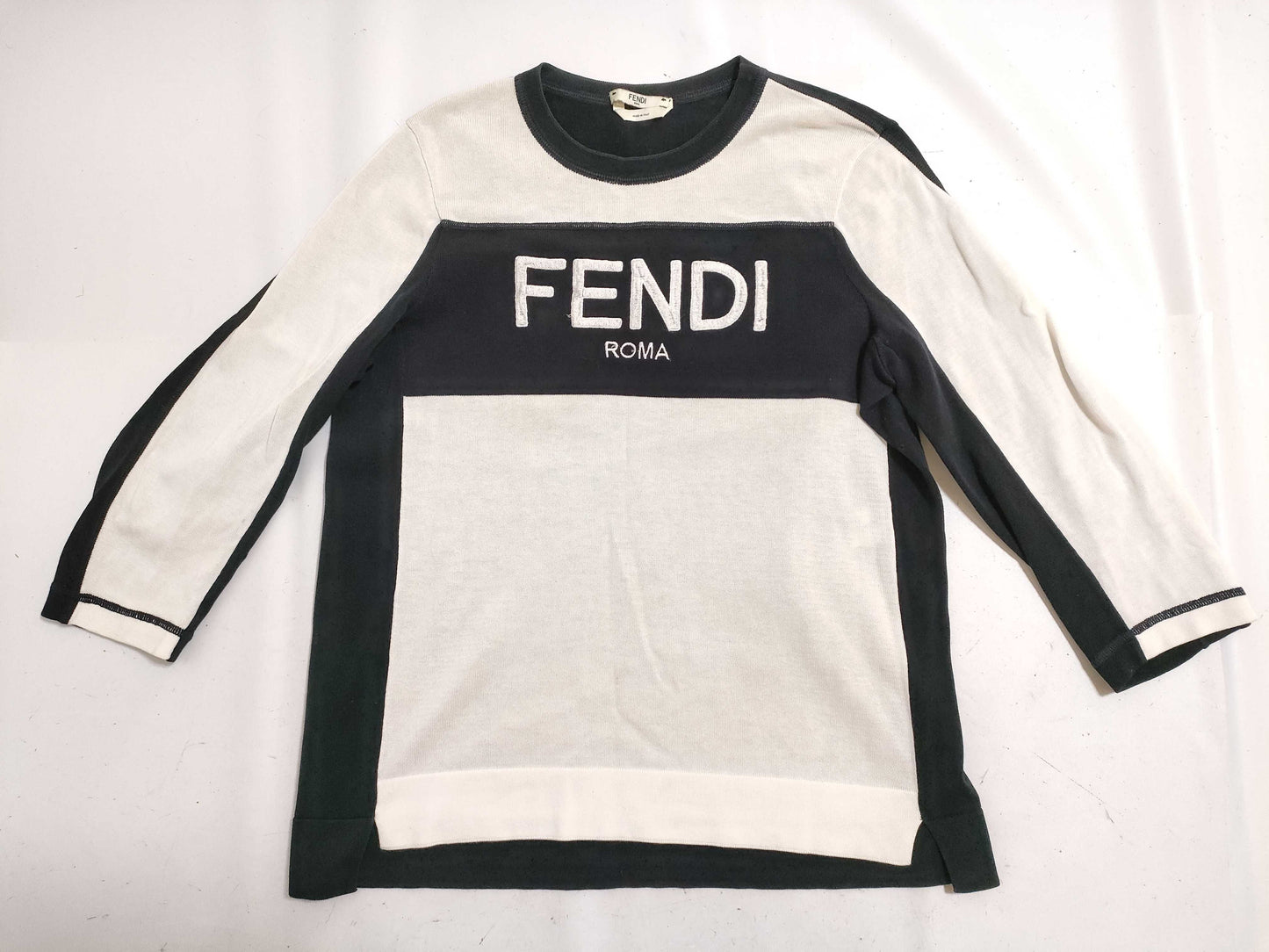 FENDI FENDI Current Tag Logo Knit Black Top