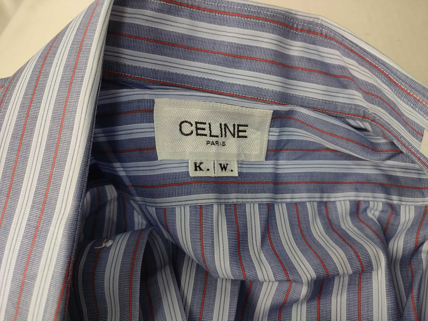 CELINE CELINE Logo Embroidered Striped Shirt Top