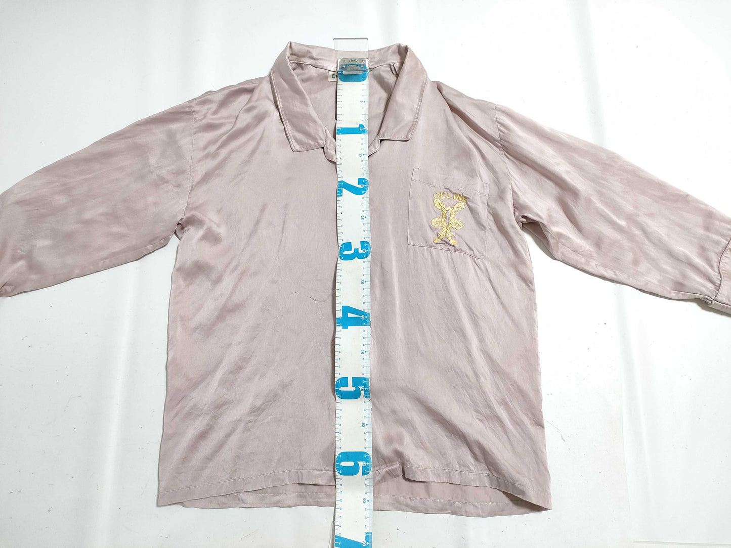 CELINE CELINE logo embroidered set satin shirt pants other apparel