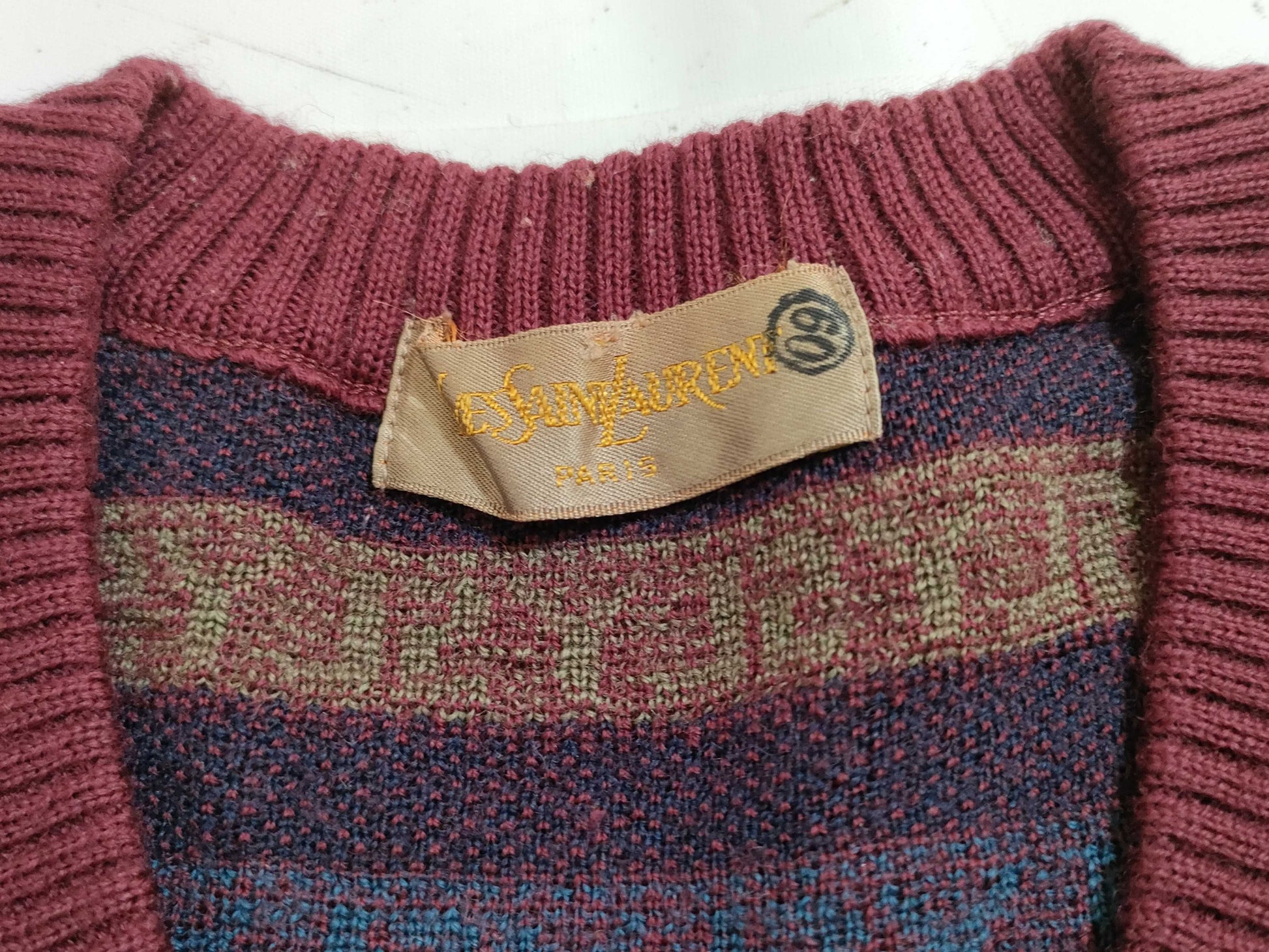 Yves Saint Laurent YSL logo knit top