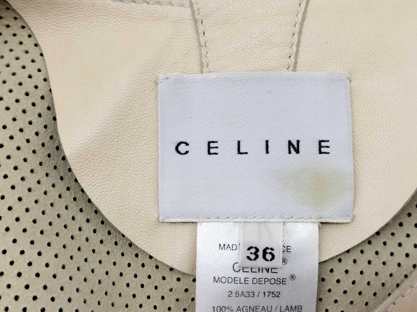 CELINE Lamb Leather Sheepskin Perforated Zip Up Rider's Leather Jacket CELINE Jacket