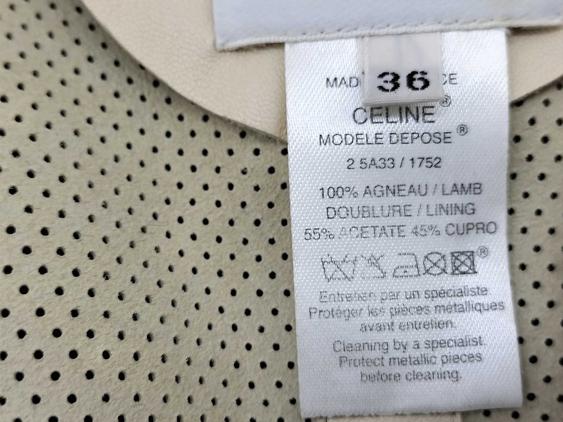 CELINE Lamb Leather Sheepskin Perforated Zip Up Rider's Leather Jacket CELINE Jacket