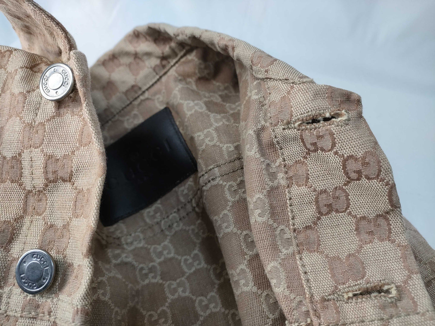 GUCCI Men's GG Pattern Gucci Denim Jacket Jean Jacket