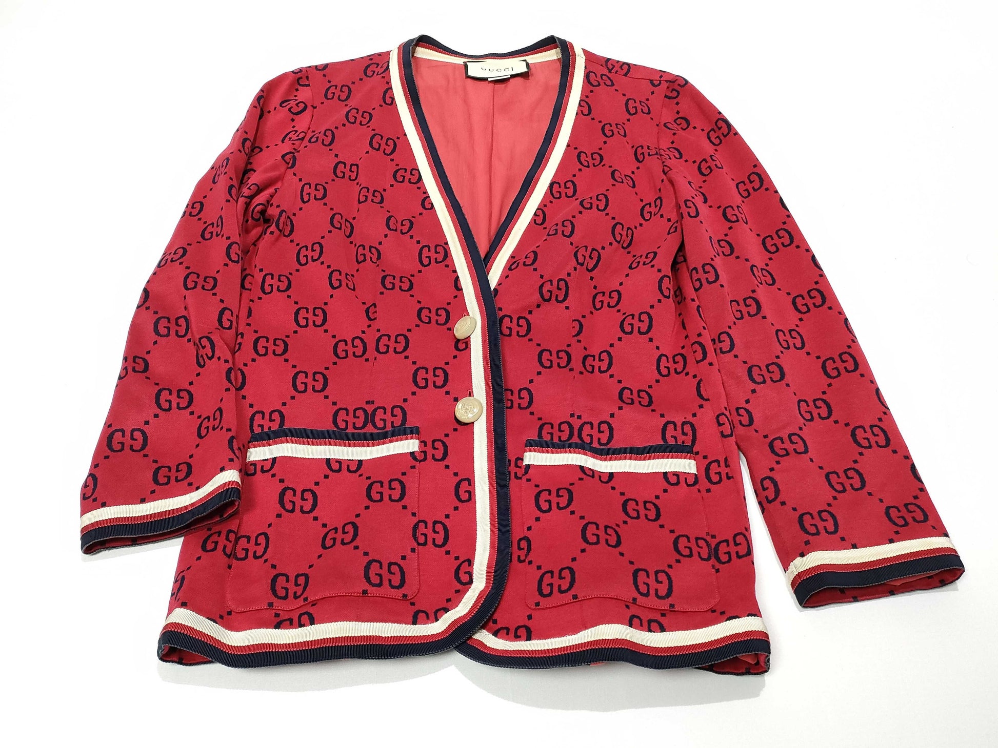 GUCCI GG Print Gucci Outer Jacket Gold Button Jacket