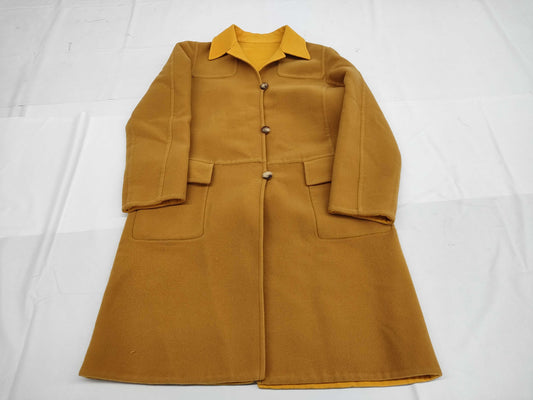 HERMES Reversible Double Face Cashmere Coat Long Cashmere Orange Yellow Coat