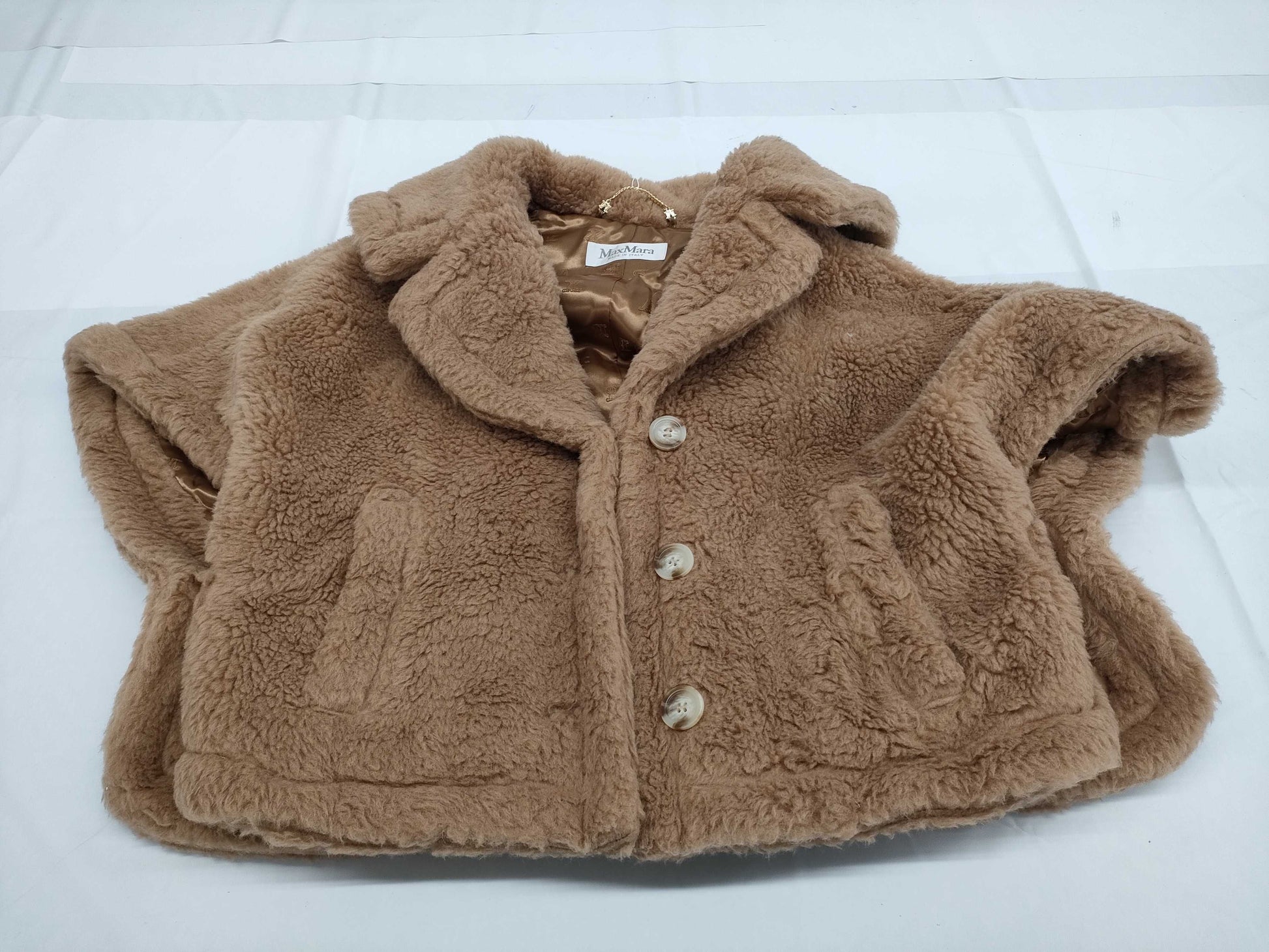 MaxMara Unused MaxMara Teddy Bear Coat Cape Poncho with Hanger & Garment Case Poncho