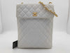 CHANEL Caviar Skin White Shoulder Bag