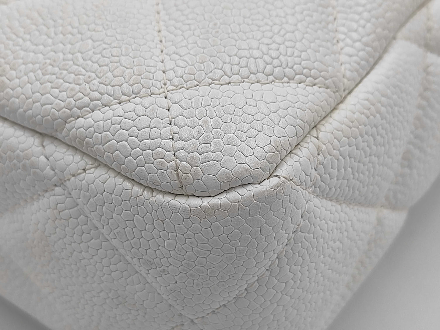 CHANEL Caviar Skin White Shoulder Bag