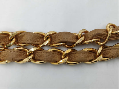 CHANEL Caviar Skin Mademoiselle Beige Shoulder Bag