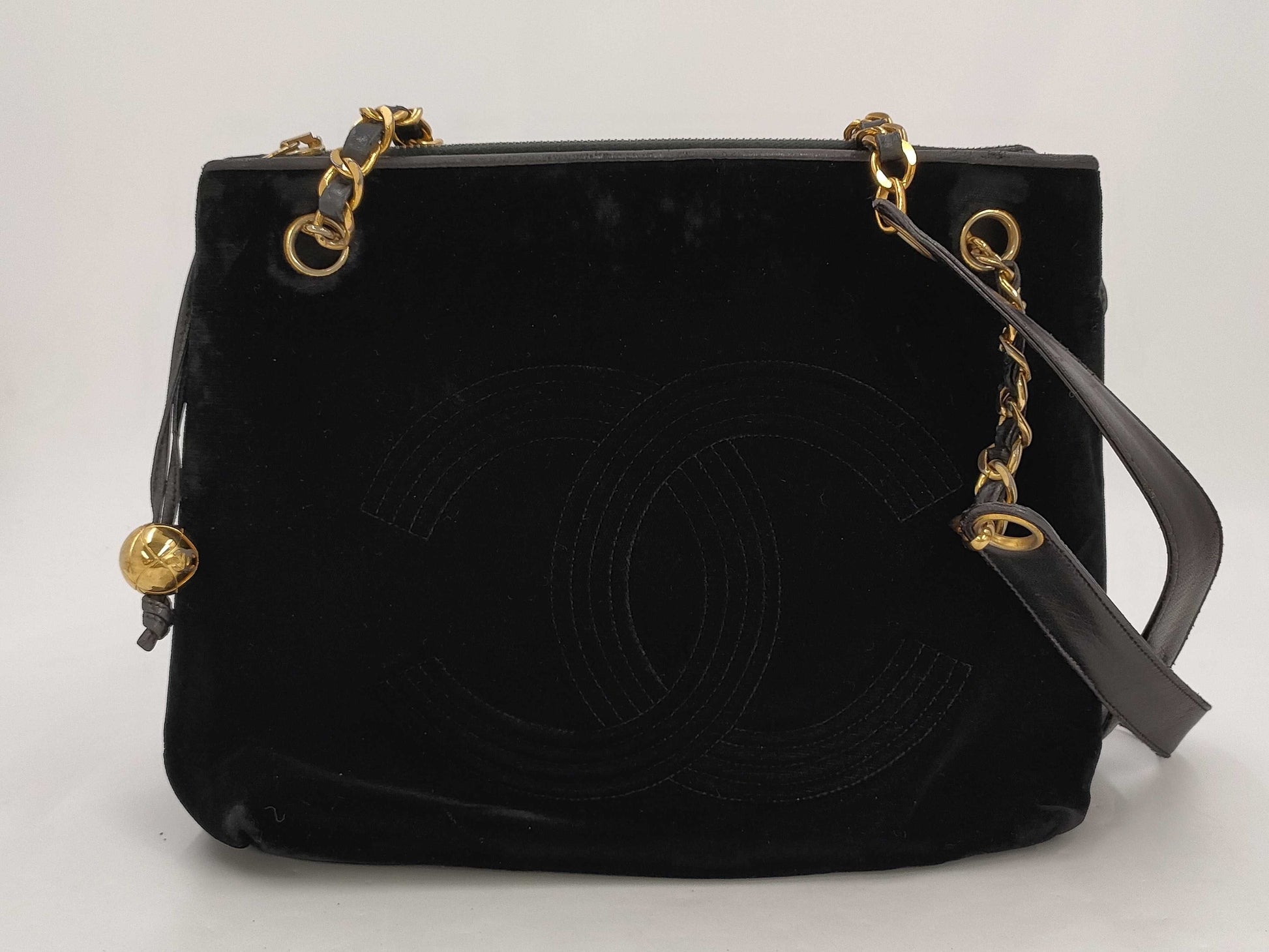 CHANEL Coco Mark Velor Chain Shoulder Bag Shoulder Bag