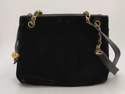 CHANEL Coco Mark Velor Chain Shoulder Bag Shoulder Bag