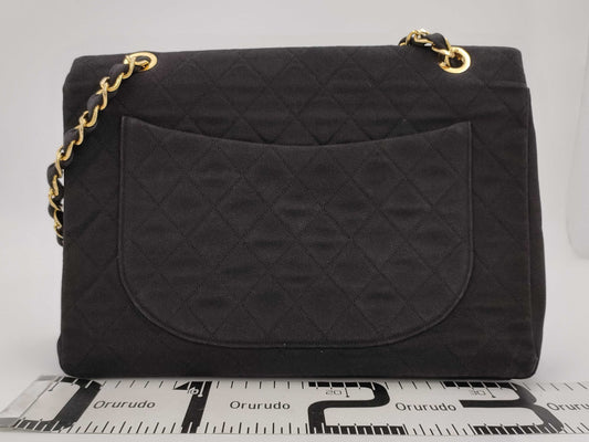 CHANEL Deca Matelasse Black Denim Canvas Chain Shoulder Bag with Seal, #1