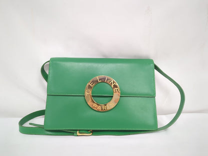 CELINE Circle Fittings Green Shoulder Bag