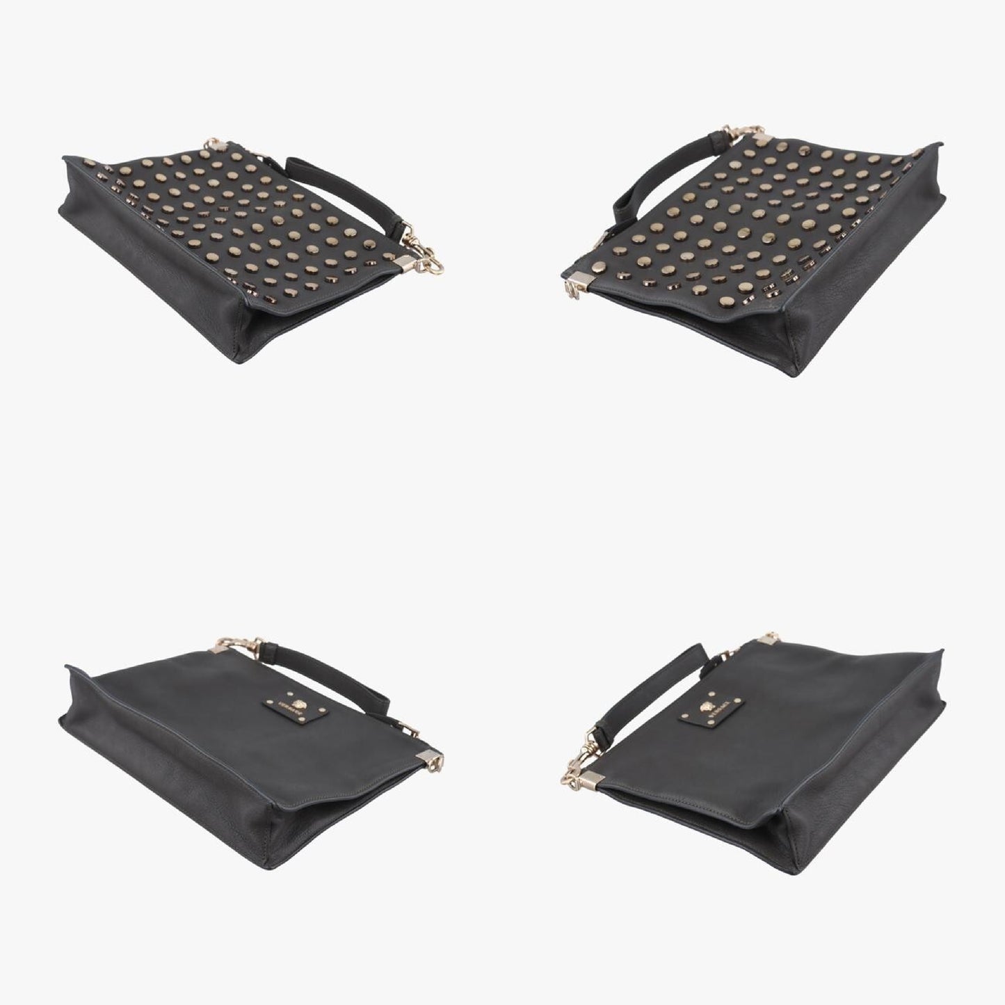 VERSACE Medusa Black Leather Shoulder Bag