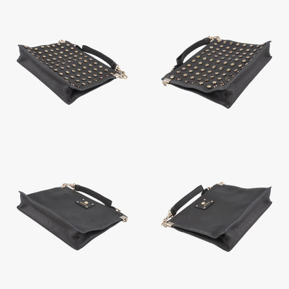 VERSACE Medusa Black Leather Shoulder Bag