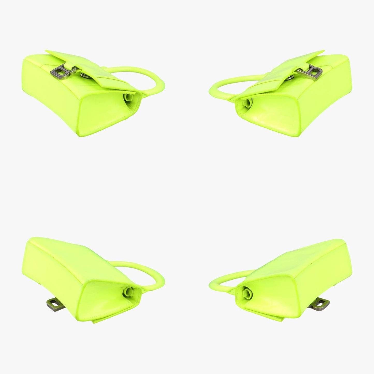 BALENCIAGA Hour Glass Top Handle Green Leather 637372.7206.S.527545 Shoulder Bag