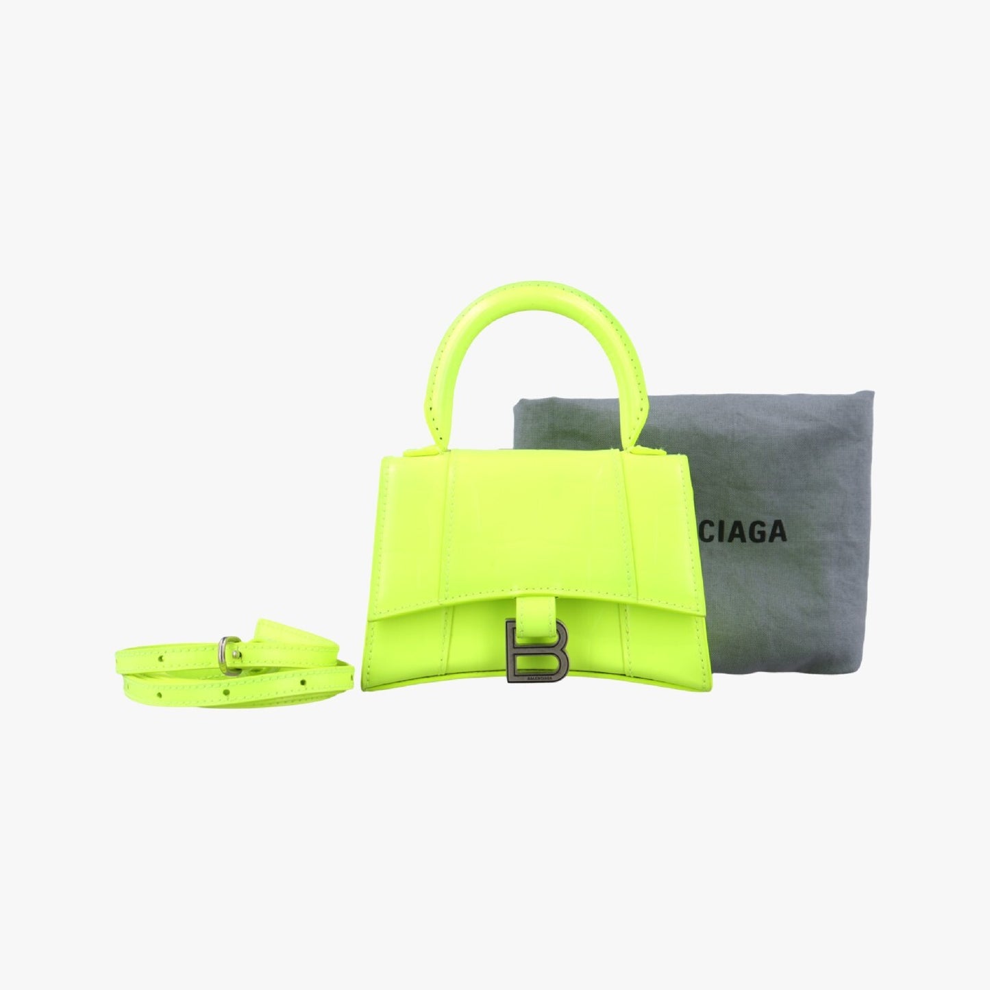 BALENCIAGA Hour Glass Top Handle Green Leather 637372.7206.S.527545 Shoulder Bag