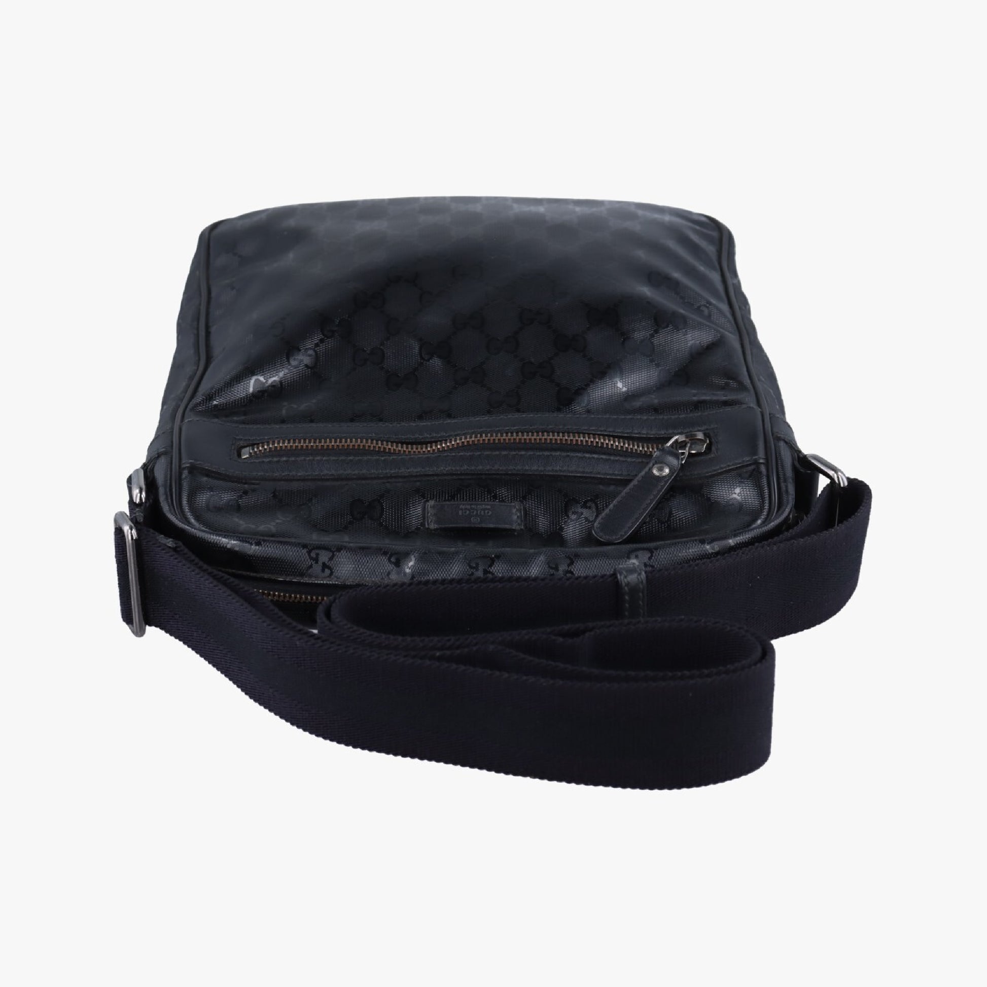 GUCCI GG Imprime Messenger Black PVC Coated Canvas 201448 C017038830 Shoulder Bag