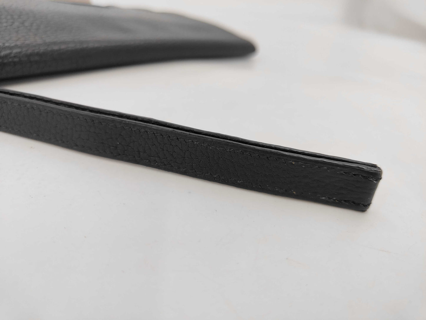 HERMES Leather Clutch Bag Black Silver Fittings Men's Clutch Bag