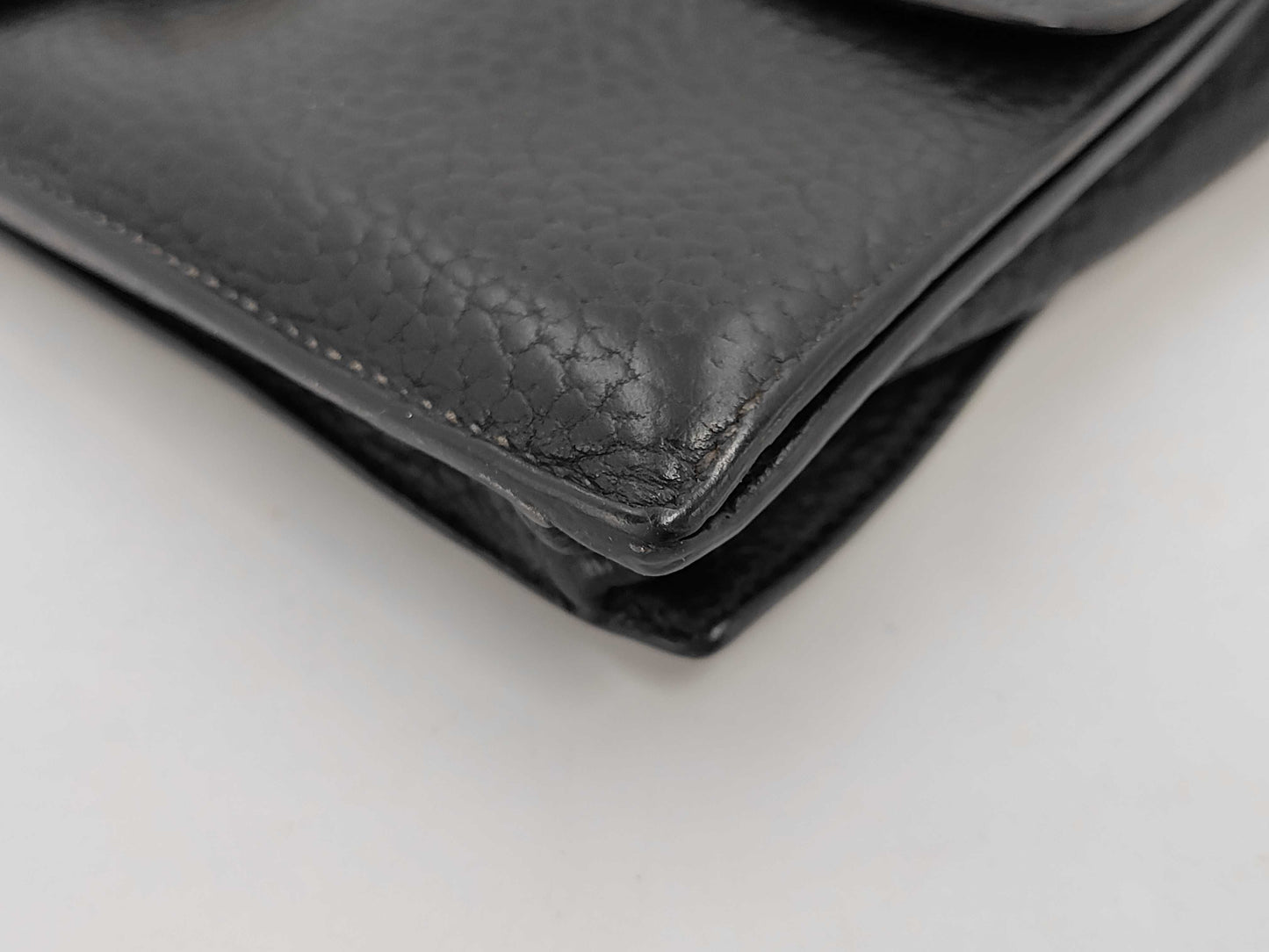 HERMES Leather Clutch Bag Black Silver Fittings Men's Clutch Bag