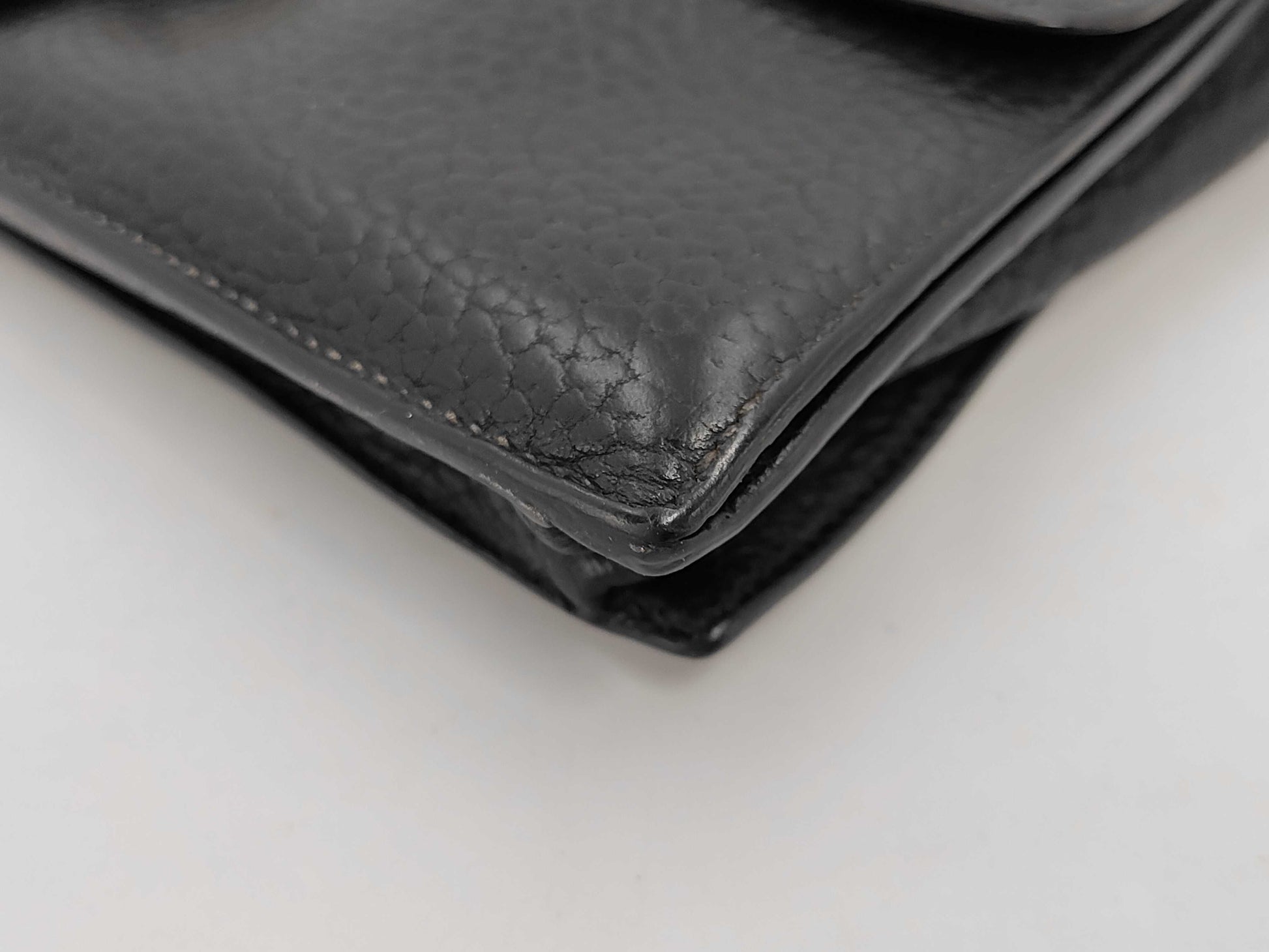 HERMES Leather Clutch Bag Black Silver Fittings Men's Clutch Bag